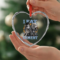 I Eat Cement Funny Alpha Wolf Meme Heart Crystal Glass Ornament Stupid Brainrot Meme Edging Werewolf Boootleg Graphic