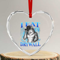 I Eat Drywall Funny Alpha Wolf Heart Crystal Glass Ornament Stupid Brainrot Meme Edging Werewolf Boootleg Graphic