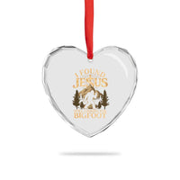 I Found Jesus Still Looking For Bigfoot Heart Crystal Glass Ornament Funny Christian Sasquatch Vintage Mountain
