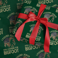 I Found Jesus Still Looking for Bigfoot Patriotic Wrapping Paper Roll American Flag Christian Religious Sasquatch Vintage