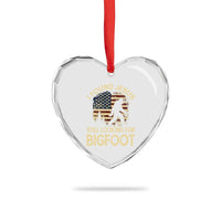 I Found Jesus Still Looking for Bigfoot Patriotic Heart Crystal Glass Ornament American Flag Christian Religious Sasquatch Vintage