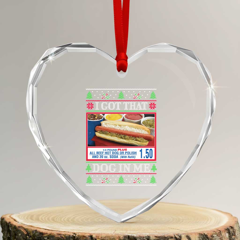 I Got That Dog in Me Ugly Xmas Heart Crystal Glass Ornament Keep 150 Dank Meme Hot Dog Combo - Wonder Print Shop