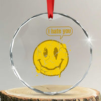 I Hate You Crystal Glass Ornament Vintage Yellow Happy Smile Face