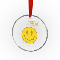 I Hate You Crystal Glass Ornament Vintage Yellow Happy Smile Face
