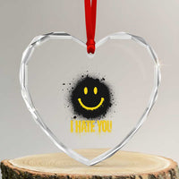 I Hate You Heart Crystal Glass Ornament Funny Smile Face Emoticon Meme