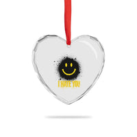 I Hate You Heart Crystal Glass Ornament Funny Smile Face Emoticon Meme