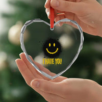I Hate You Heart Crystal Glass Ornament Funny Smile Face Emoticon Meme