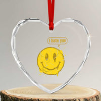 I Hate You Heart Crystal Glass Ornament Vintage Yellow Happy Smile Face