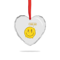 I Hate You Heart Crystal Glass Ornament Vintage Yellow Happy Smile Face