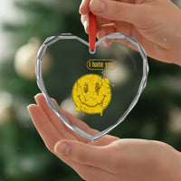I Hate You Heart Crystal Glass Ornament Vintage Yellow Happy Smile Face
