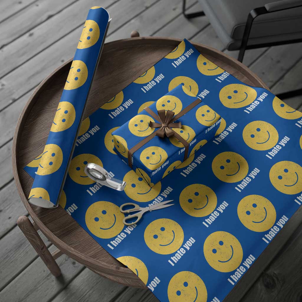 I Hate You Meme Distressed Smiling Face Wrapping Paper Roll Dark Humor Sarcastic Funny Attitude