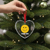 I Hate You Meme Distressed Smiling Face Heart Crystal Glass Ornament Dark Humor Sarcastic Funny Attitude