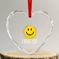 I Hate You Smile Face Heart Crystal Glass Ornament Funny Sarcastic Meme