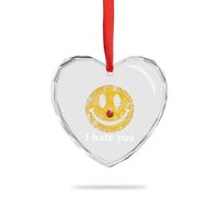 I Hate You Smile Face Meme Heart Crystal Glass Ornament Funny Sarcastic Joke Meme
