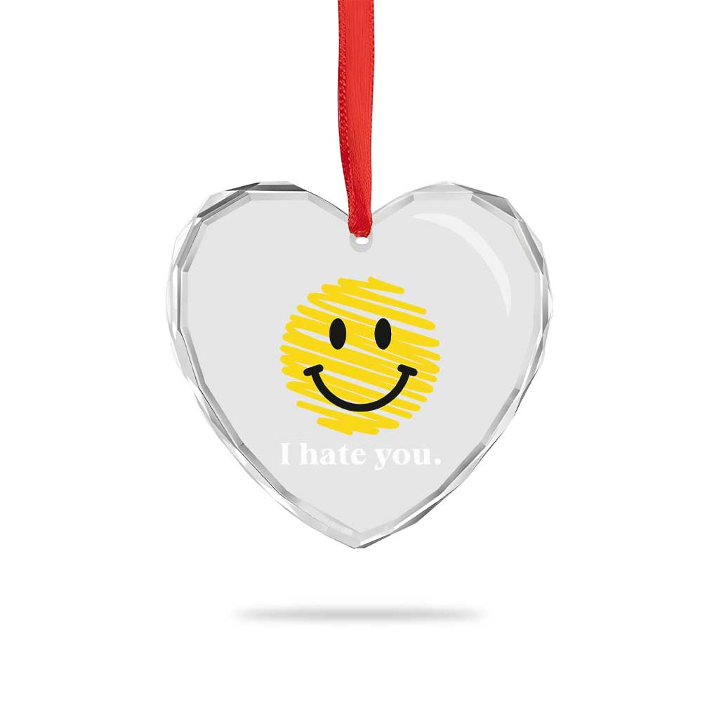 I Hate You Smile Face Meme Heart Crystal Glass Ornament Viral Sarcastic Humor