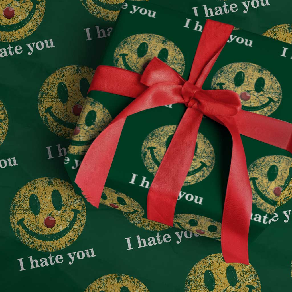 I Hate You Smile Face Meme Wrapping Paper Roll Funny Sarcastic Joke Meme