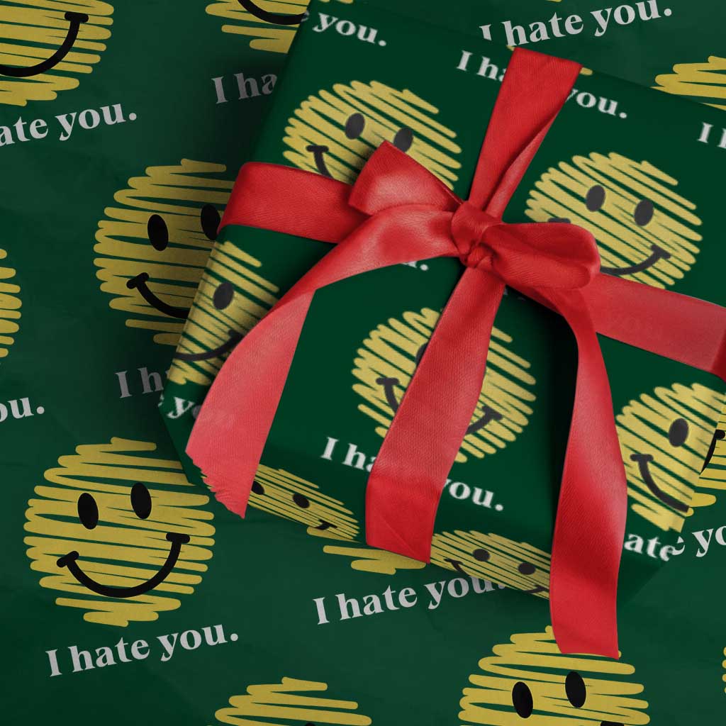 I Hate You Smile Face Meme Wrapping Paper Roll Viral Sarcastic Humor