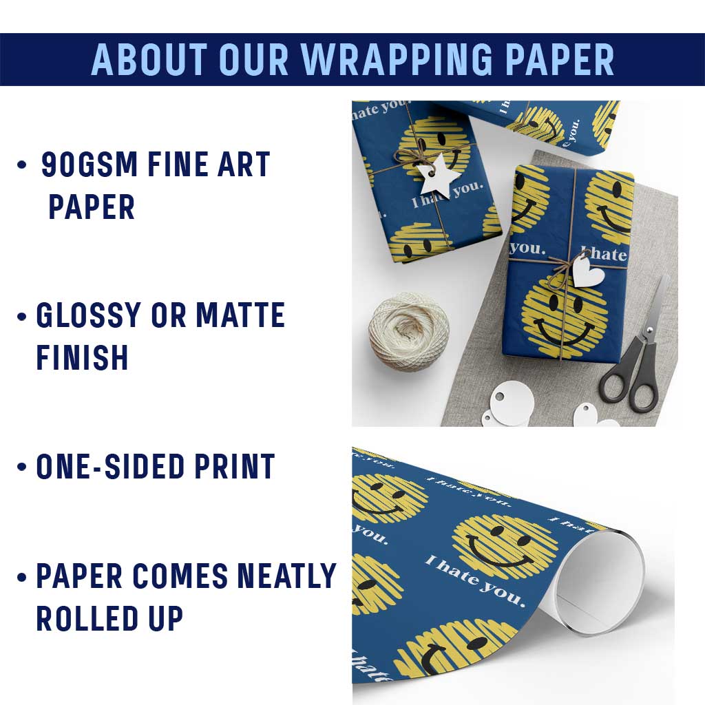 I Hate You Smile Face Meme Wrapping Paper Roll Viral Sarcastic Humor