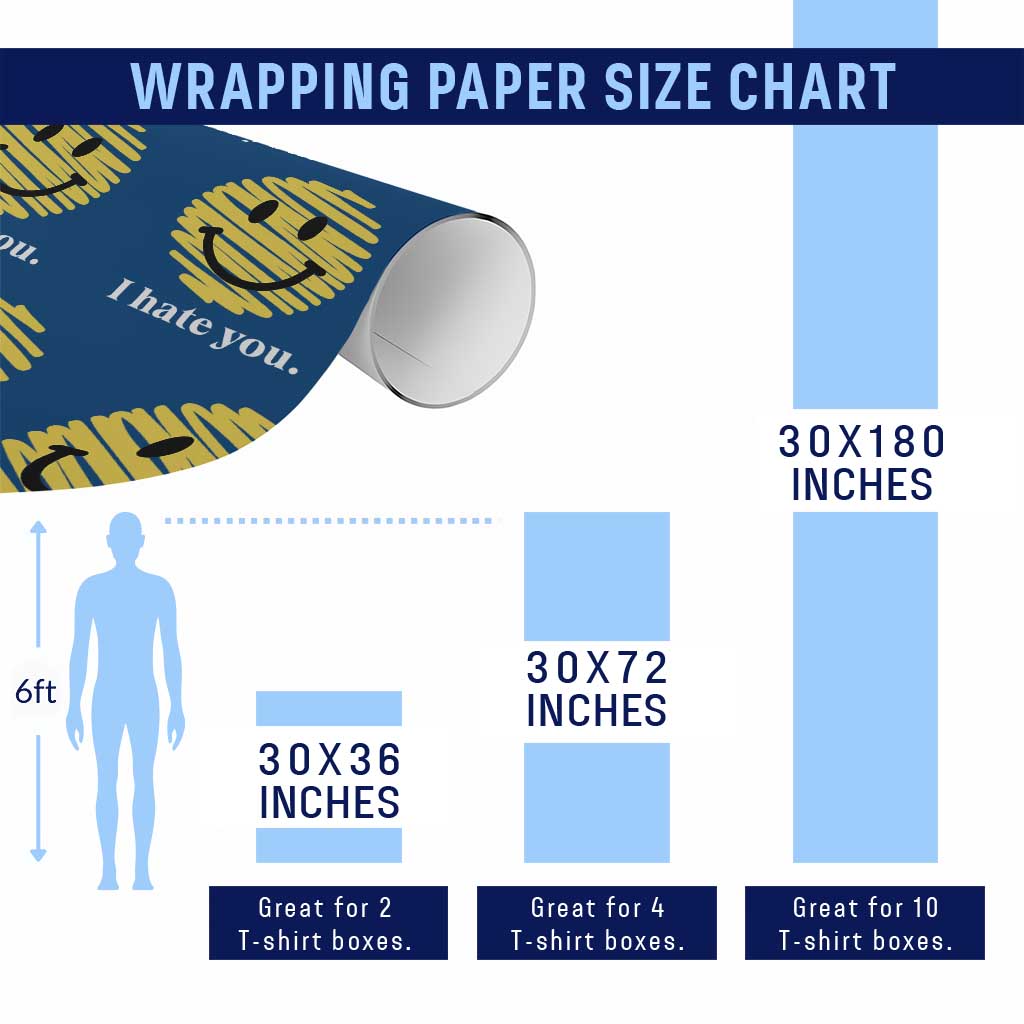 I Hate You Smile Face Meme Wrapping Paper Roll Viral Sarcastic Humor