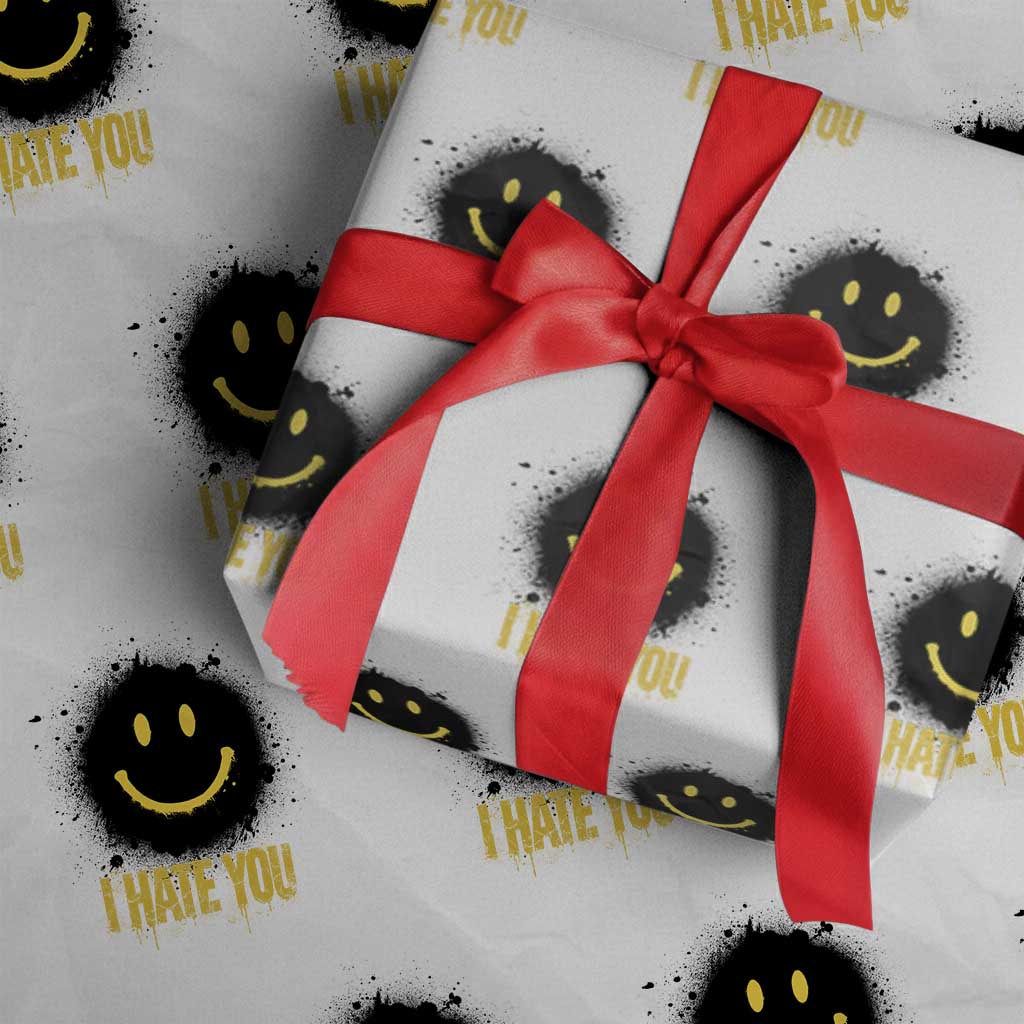 I Hate You Wrapping Paper Roll Funny Smile Face Emoticon Meme