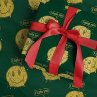 I Hate You Wrapping Paper Roll Vintage Yellow Happy Smile Face