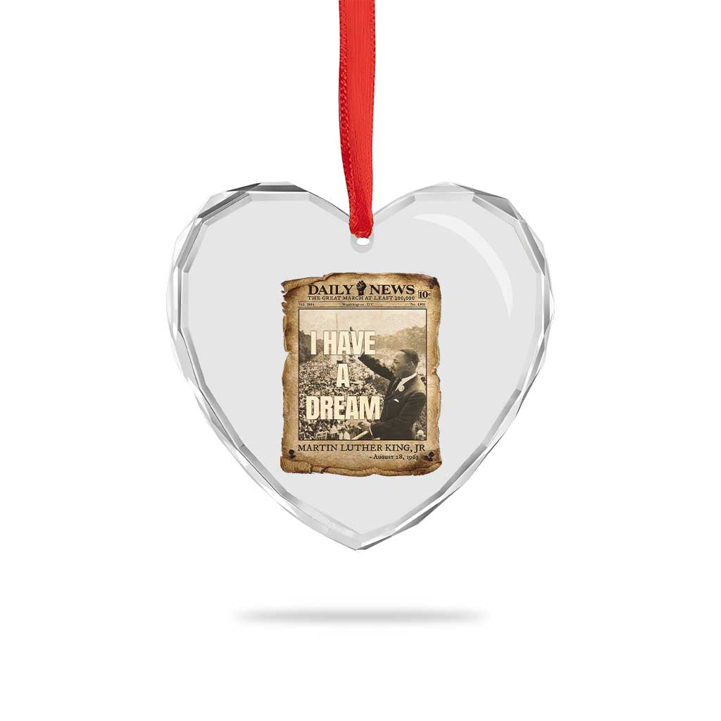 I Have A Dream Martin Luther King MLK Day Heart Crystal Glass Ornament March On Washington Black History