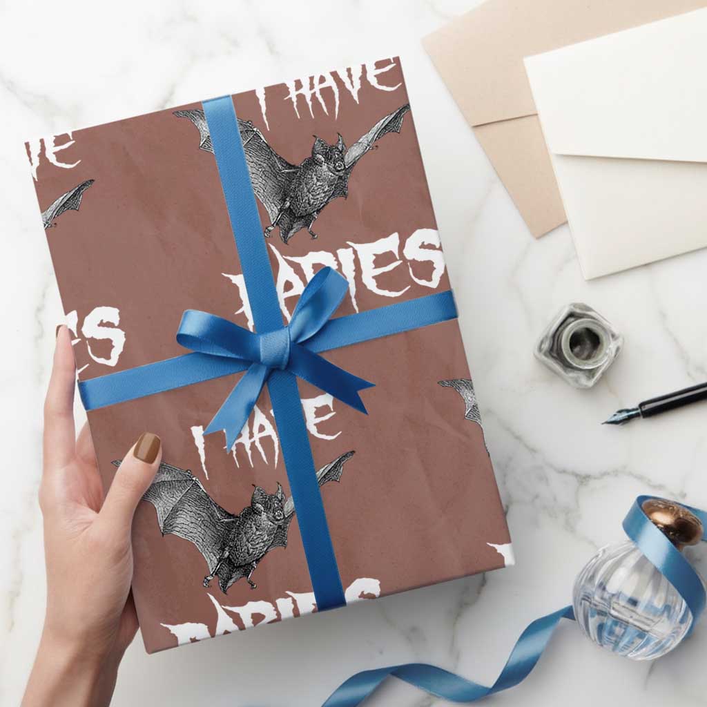 I Have Rabies Bat Wrapping Paper Roll Funny Meme Quotes - Wonder Print Shop