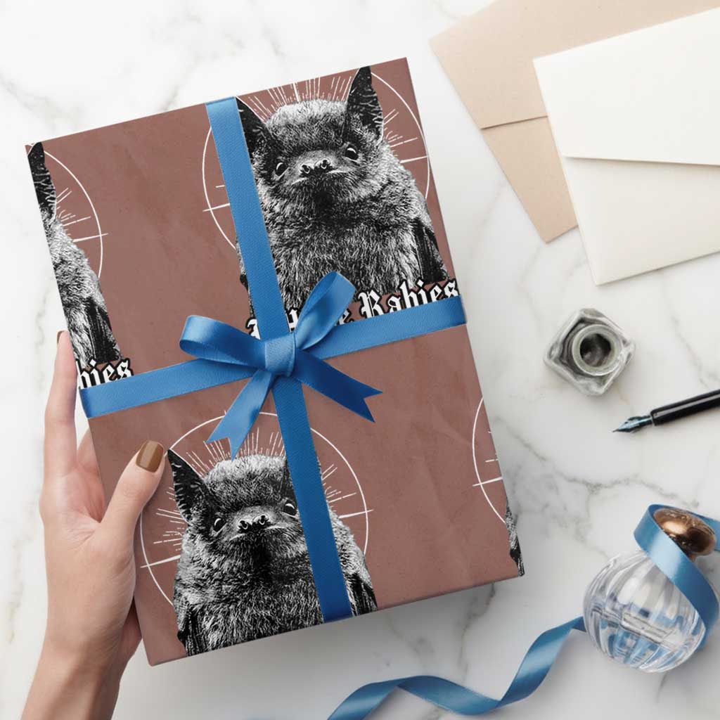 I Have Rabies Bat Wrapping Paper Roll Funny Meme Quotes Gothic - Wonder Print Shop