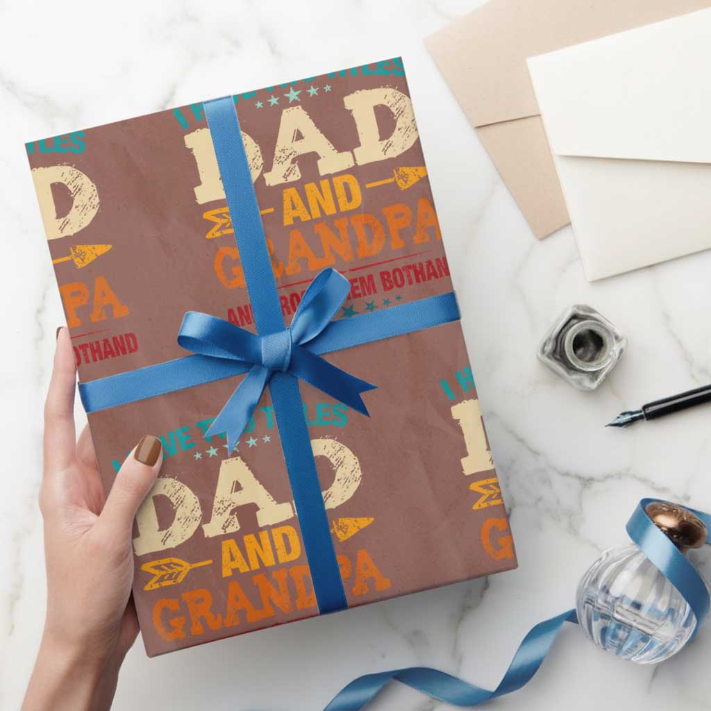 I Have Two Titles Dad And Grandpa Wrapping Paper Roll Retro Father's Day Grandpa Gift - Wonder Print Shop
