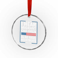 I Hear Migrant Children Also Have Heartbeats Crystal Glass Ornament Patriotic American Flag Human Rights