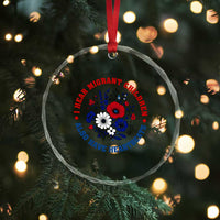 I Hear Migrant Children Also Have Heartbeats Crystal Glass Ornament Patriotic Red White Blue Floral Human Rights