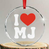 I Heart MJ Classic Graphic Tribute Crystal Glass Ornament Love Pop Legend Iconic Culture Music Fan Favor