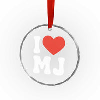 I Heart MJ Classic Graphic Tribute Crystal Glass Ornament Love Pop Legend Iconic Culture Music Fan Favor