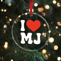 I Heart MJ Classic Graphic Tribute Crystal Glass Ornament Love Pop Legend Iconic Culture Music Fan Favor