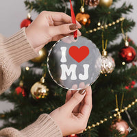 I Heart MJ Classic Graphic Tribute Crystal Glass Ornament Love Pop Legend Iconic Culture Music Fan Favor