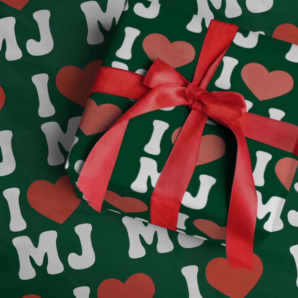 I Heart MJ Classic Graphic Tribute Wrapping Paper Roll Love Pop Legend Iconic Culture Music Fan Favor