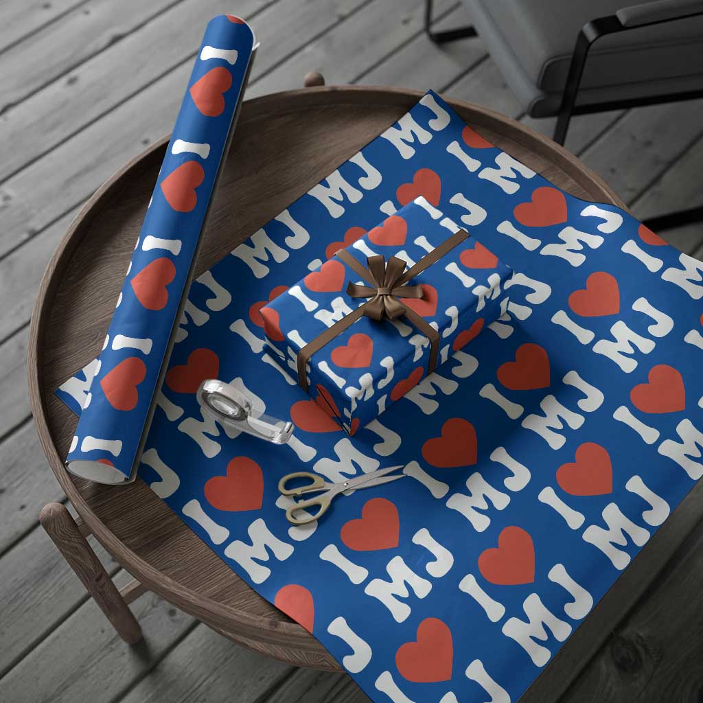 I Heart MJ Classic Graphic Tribute Wrapping Paper Roll Love Pop Legend Iconic Culture Music Fan Favor