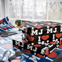 I Heart MJ Classic Graphic Tribute Wrapping Paper Roll Love Pop Legend Iconic Culture Music Fan Favor