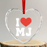 I Heart MJ Classic Graphic Tribute Heart Crystal Glass Ornament Love Pop Legend Iconic Culture Music Fan Favor