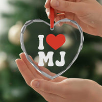 I Heart MJ Classic Graphic Tribute Heart Crystal Glass Ornament Love Pop Legend Iconic Culture Music Fan Favor