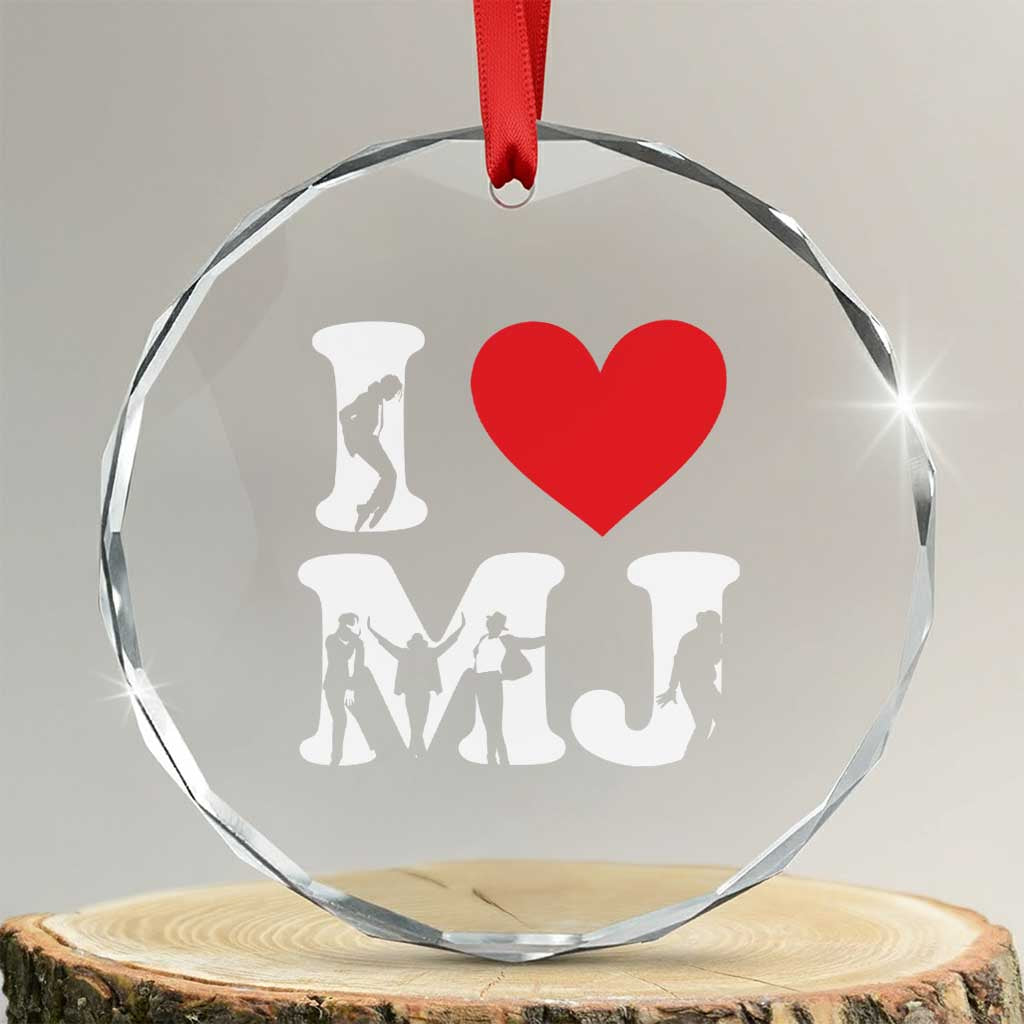 I Heart MJ Dance Silhouette Tribute Crystal Glass Ornament Iconic Pop Culture Famous Dance Poses for Music Legend Fans