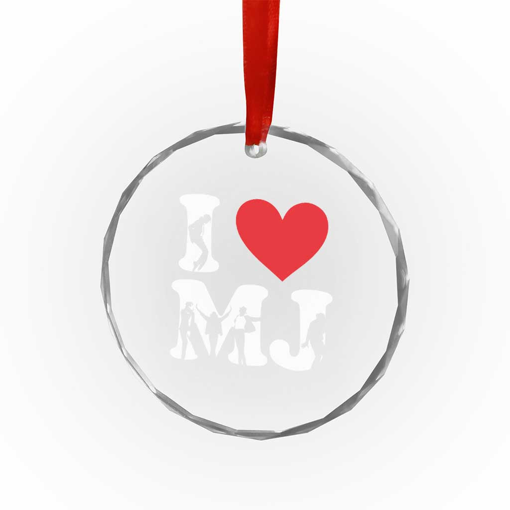 I Heart MJ Dance Silhouette Tribute Crystal Glass Ornament Iconic Pop Culture Famous Dance Poses for Music Legend Fans