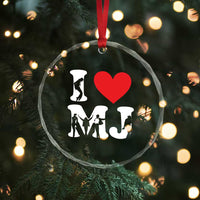 I Heart MJ Dance Silhouette Tribute Crystal Glass Ornament Iconic Pop Culture Famous Dance Poses for Music Legend Fans