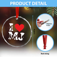 I Heart MJ Dance Silhouette Tribute Crystal Glass Ornament Iconic Pop Culture Famous Dance Poses for Music Legend Fans