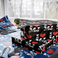 I Heart MJ Dance Silhouette Tribute Wrapping Paper Roll Iconic Pop Culture Famous Dance Poses for Music Legend Fans