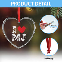 I Heart MJ Dance Silhouette Tribute Heart Crystal Glass Ornament Iconic Pop Culture Famous Dance Poses for Music Legend Fans