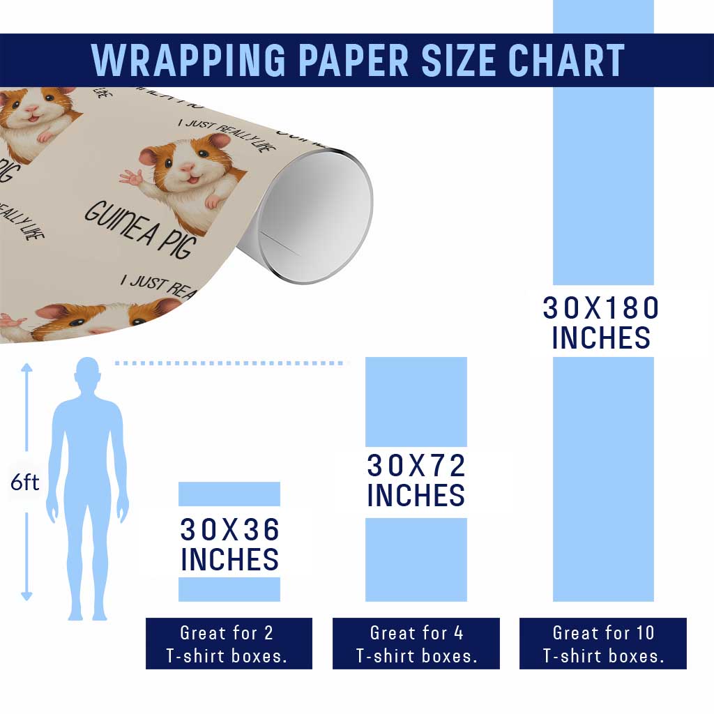I Just Really Like Guinea Pigs Wrapping Paper Roll Funny Cavy Lover - Wonder Print Shop