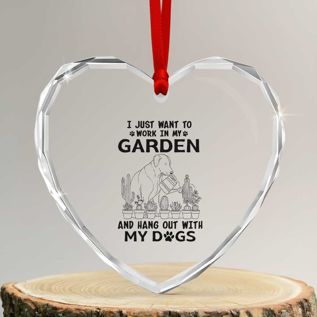 I Just Want To Garden And Hangout With My Dog Heart Crystal Glass Ornament Gardener Gift - Wonder Print Shop