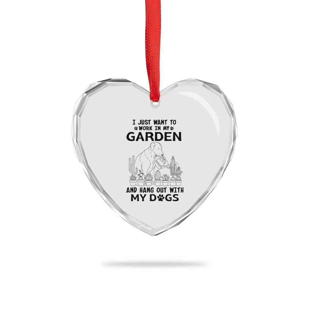 I Just Want To Garden And Hangout With My Dog Heart Crystal Glass Ornament Gardener Gift - Wonder Print Shop