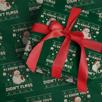 I Know You Didnt Floss Dentist Ugly Christmas Wrapping Paper Roll Funny Santa Dental Hygiene - Wonder Print Shop